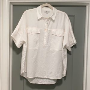 Madewell White 3/4 button shirt